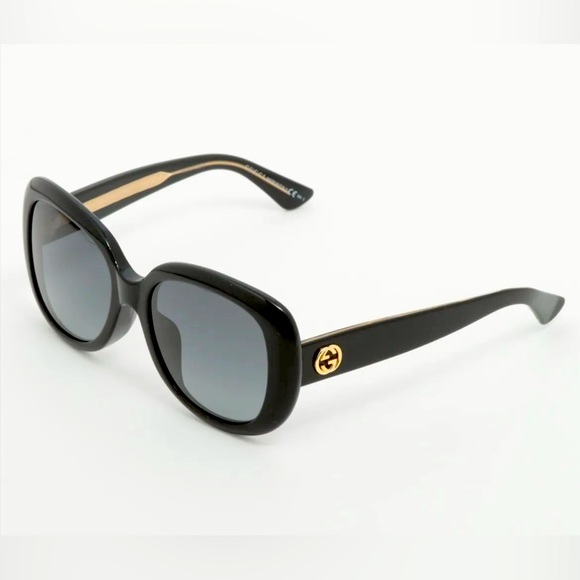 Gucci GG Sunglasses Black With Gold Logo on Arms - GG3830